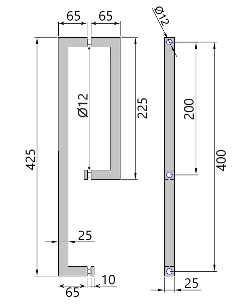 MD 625 G GOLD - Maner port prosop rectangular 400x200x25