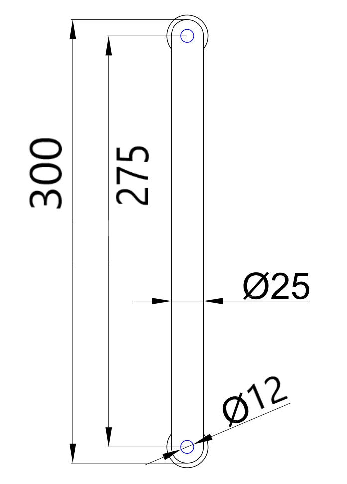 MD 627+PSS - Handle and Towel Bar Combination (Ø25/H300mm, C/C 275mm), Polished Stainless Steel