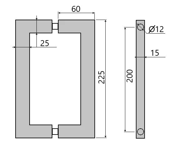 MD 628-200 - Rectangular Pull Handle, 200mm C/C