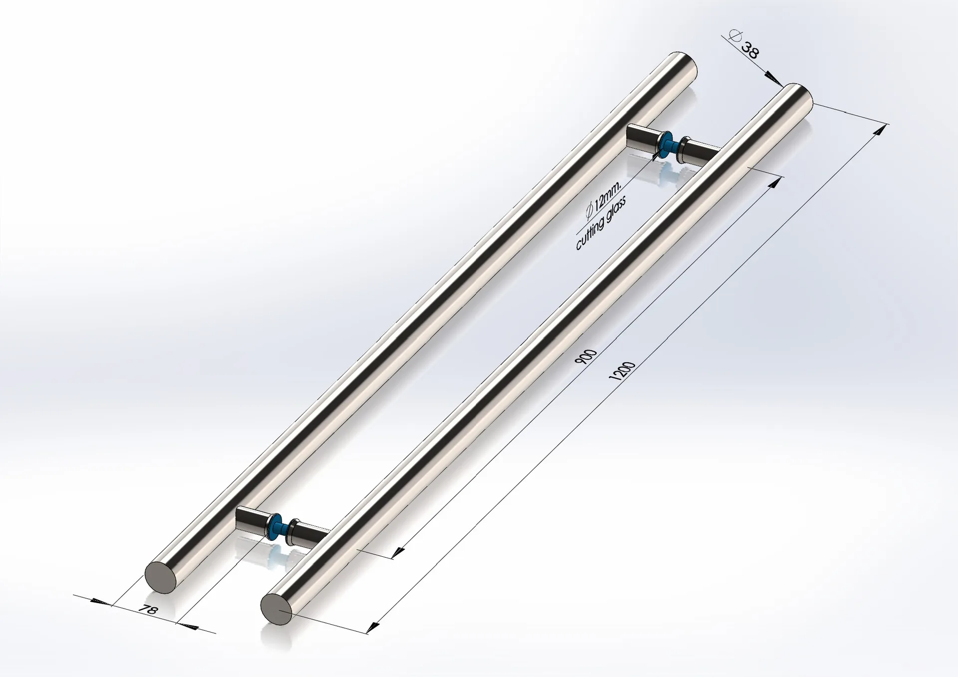 MD 633 G GOLD - U-type handrail profile 1200mm (1200*900*32*0.8) (Gold)