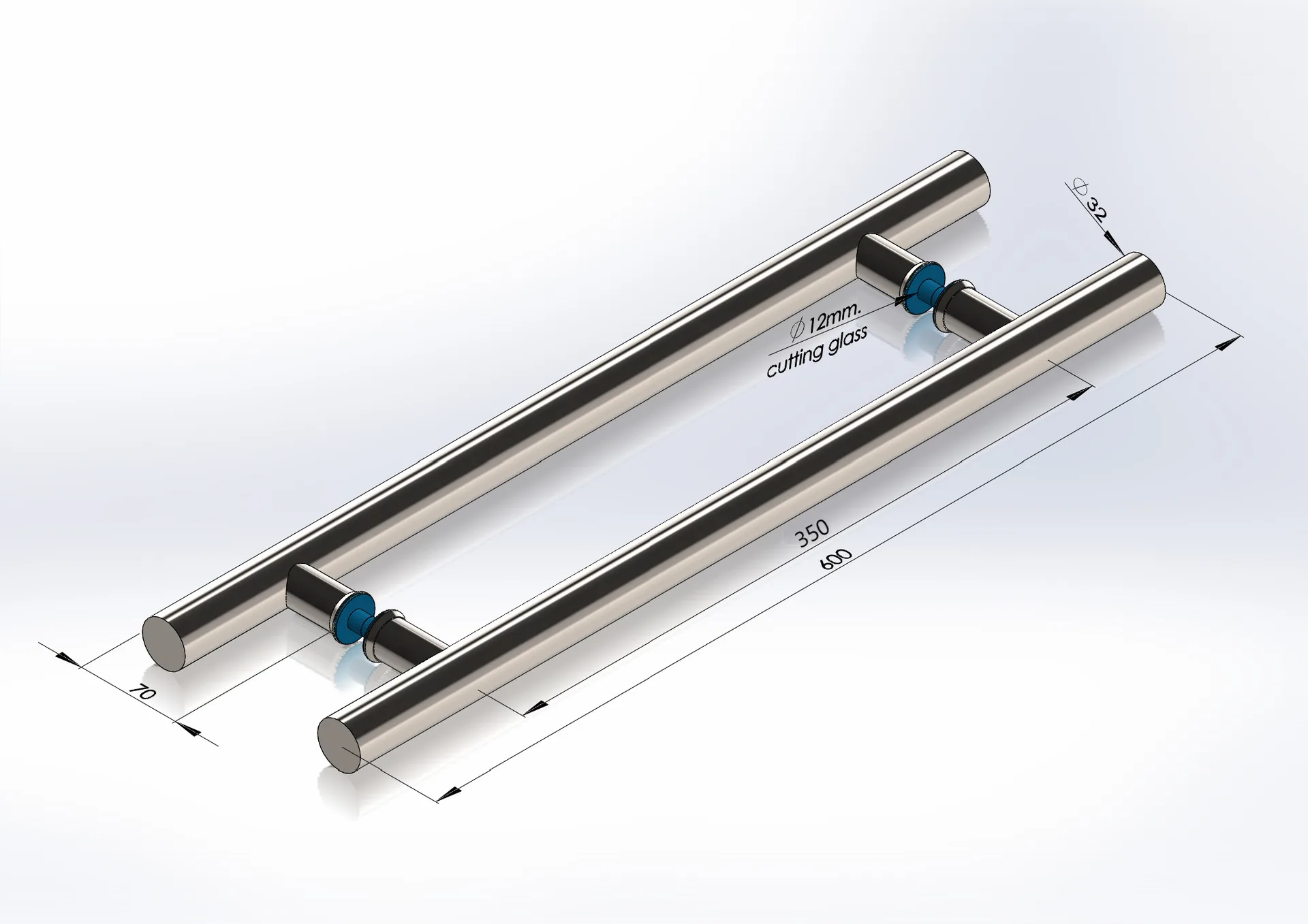 MD 633 G GOLD - U-type handrail profile 600mm (600*350*32*0.8) (Gold)