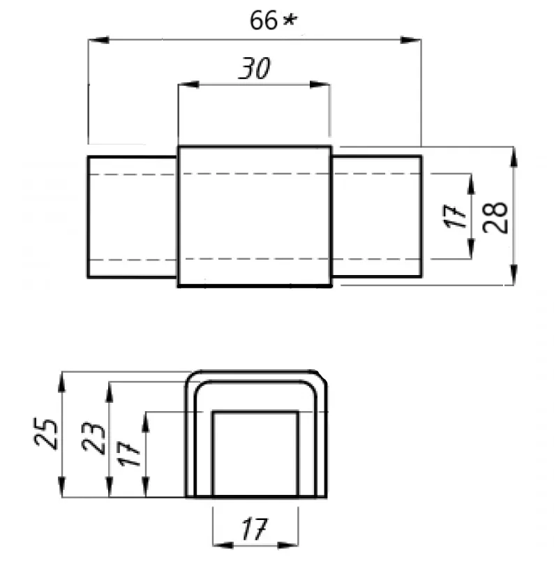 MD 6540B Aluminium Handrail Jointing Piece