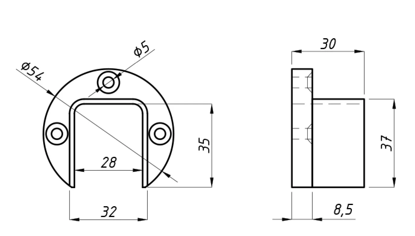 MD 6540F Wall Flange for Aluminium Handrail