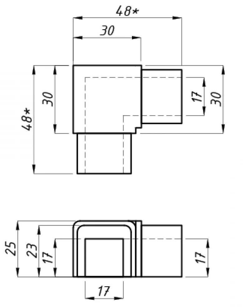 MD 6540KD - 90 Elbow for Handrail, Natural Aluminium