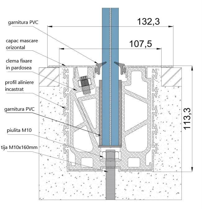 MD 6600/15cm Clema parapet - ingropare in pardosea (15cm) (15cm)