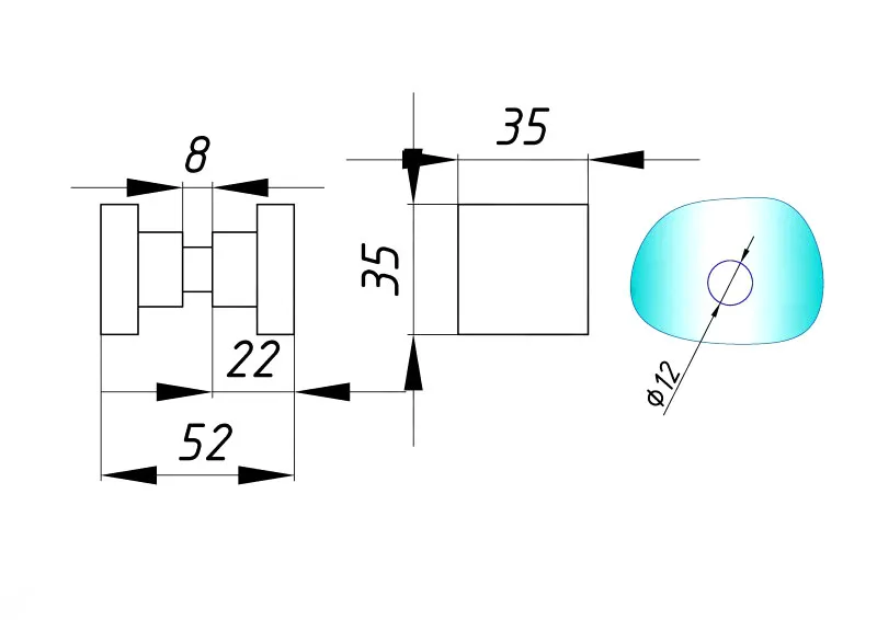 MD 684 SSS - Square button 35*35