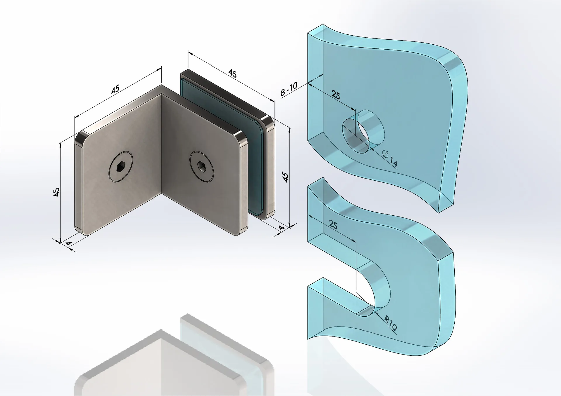 MD 722 - Wall-to-Glass Connector 90