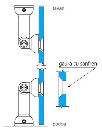 MD 807A SSS - Conector perete-sticla reglabil nereglabil (cu freza) SSS