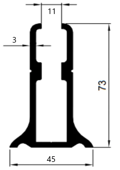 U-type Handrail Profile (Natural) (6 m)