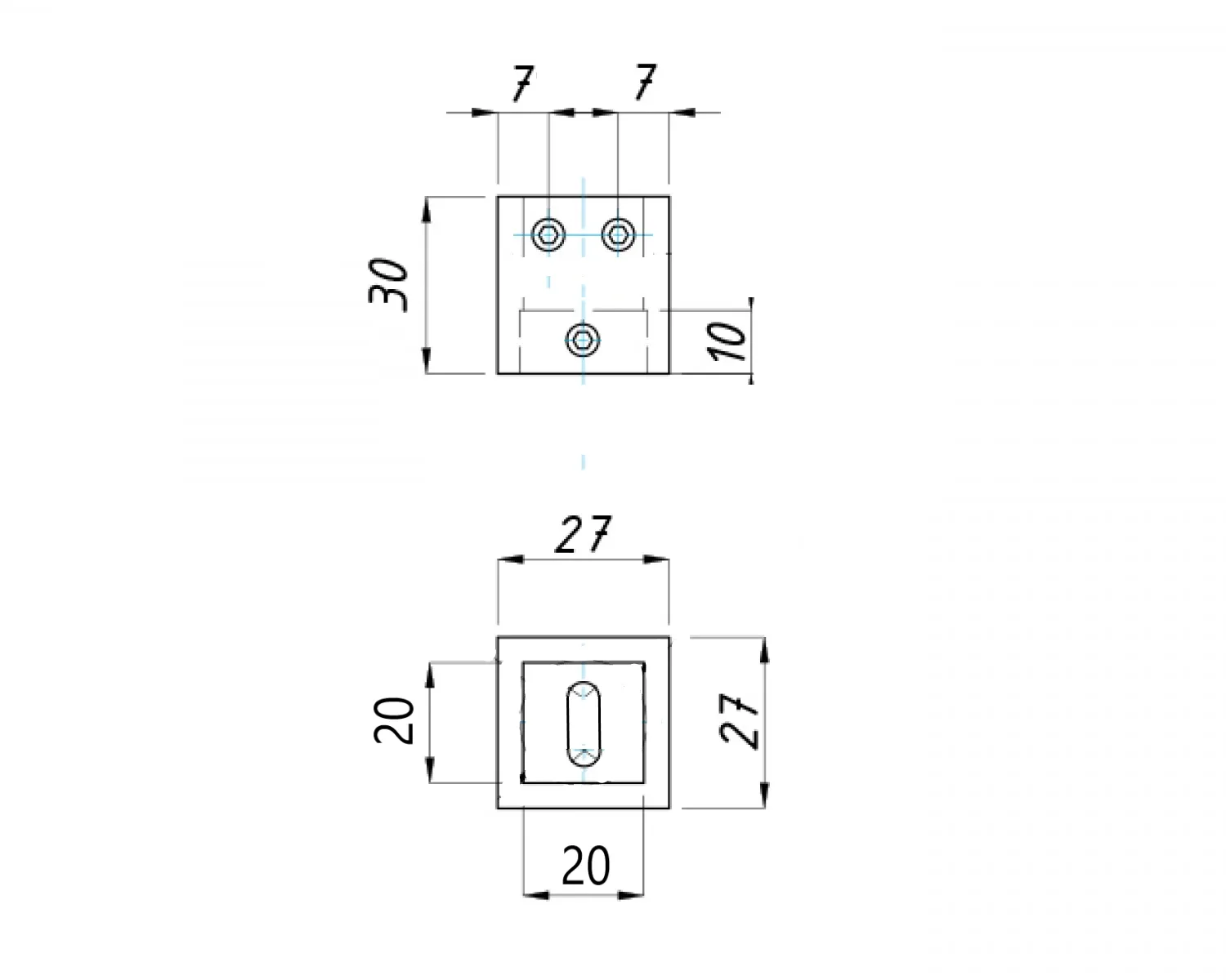 MD 907B / 20x20 BLACK - Wall-to-pipe stabilizing connector