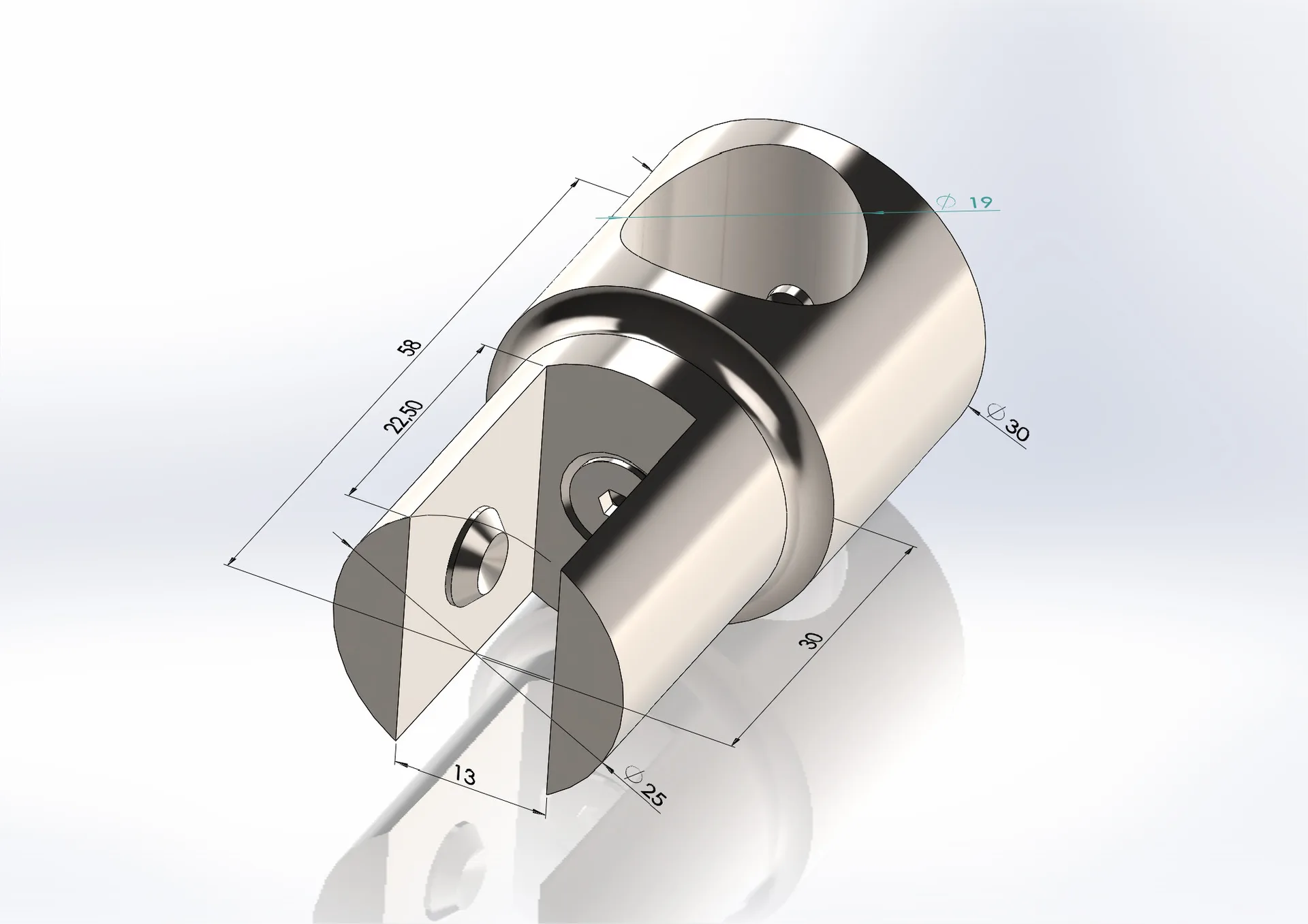 MD 914 GR - Conector stabilizare teava-sticla GOLD ROSE