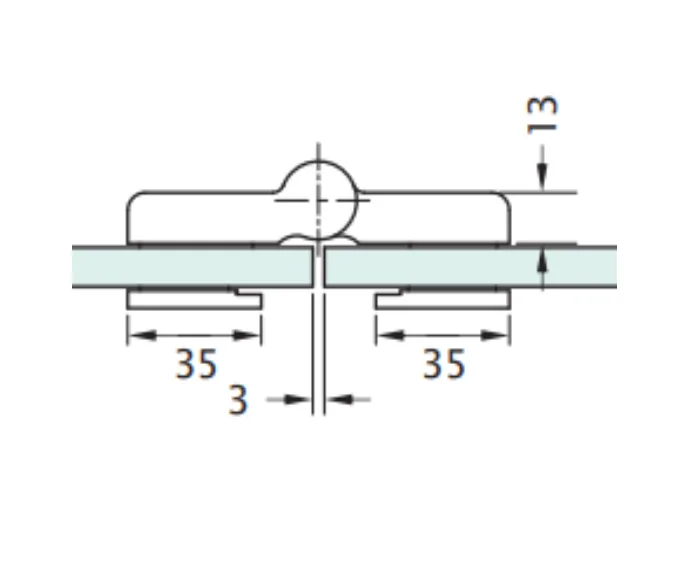 MD LH10-2/R - 180 Glass-to-Glass Lift-Up Profile Hinge, Right Hand