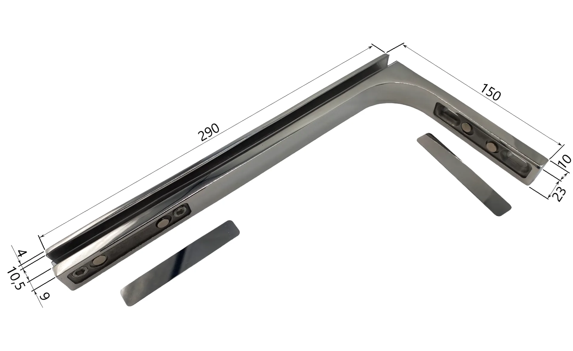 MD M010-L BLACK Conector stabilizare invisible perete - sticla STANGA