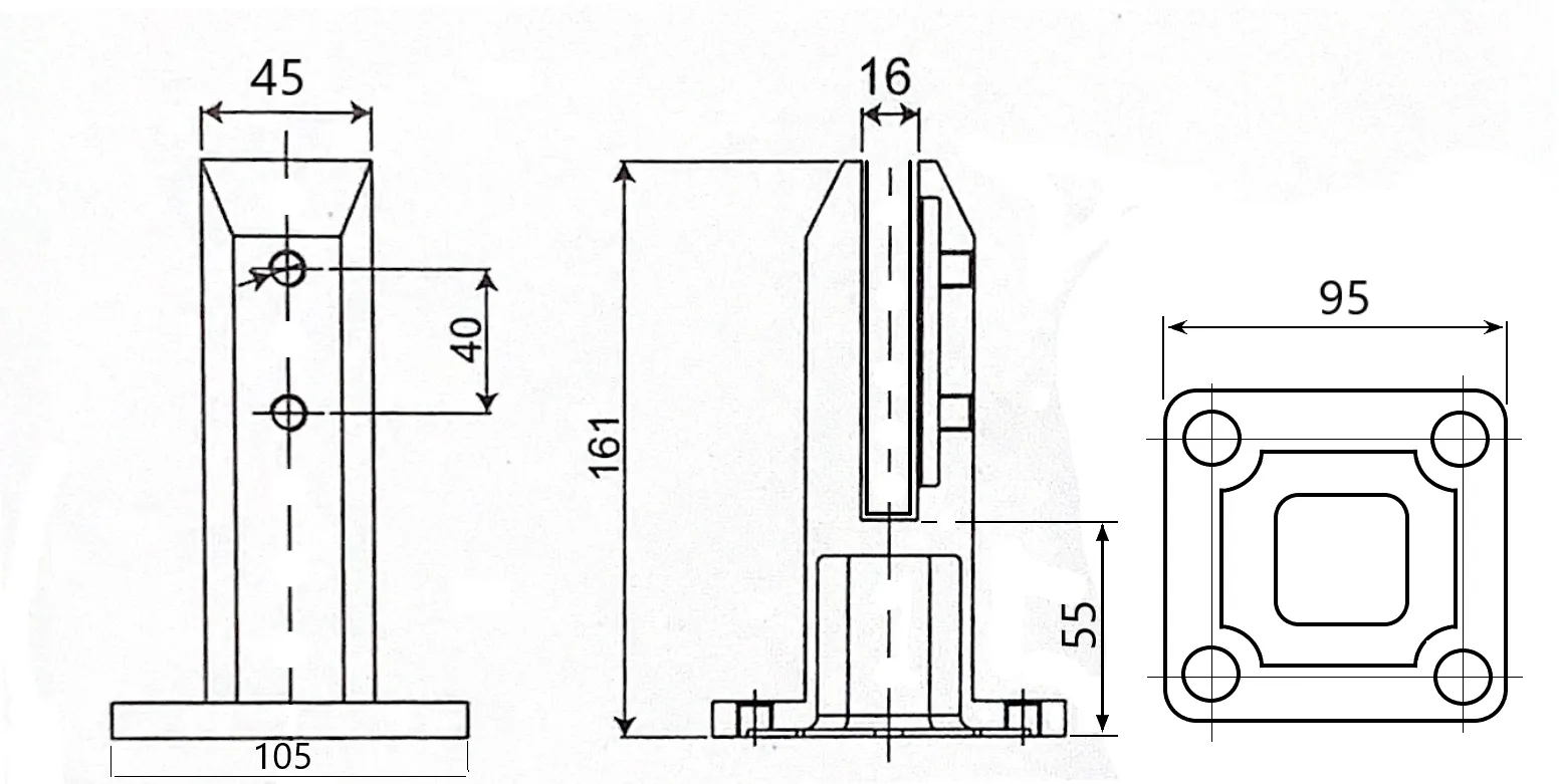 MD SC-14 Montant balustrada sticla h160mm (sicla 10) PATRAT