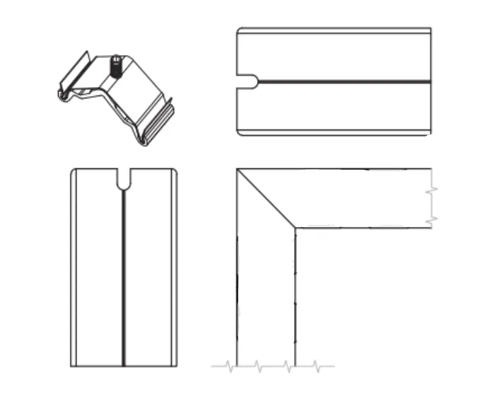 1601732 - 90 Corner Cleat for Glass Door Perimeter Profile (32x11.8x32mm)