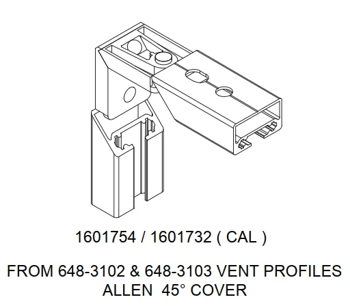 Corner Connector 90 for Glass Door Perimeter Profile (32x10.7mm) - 23-105
