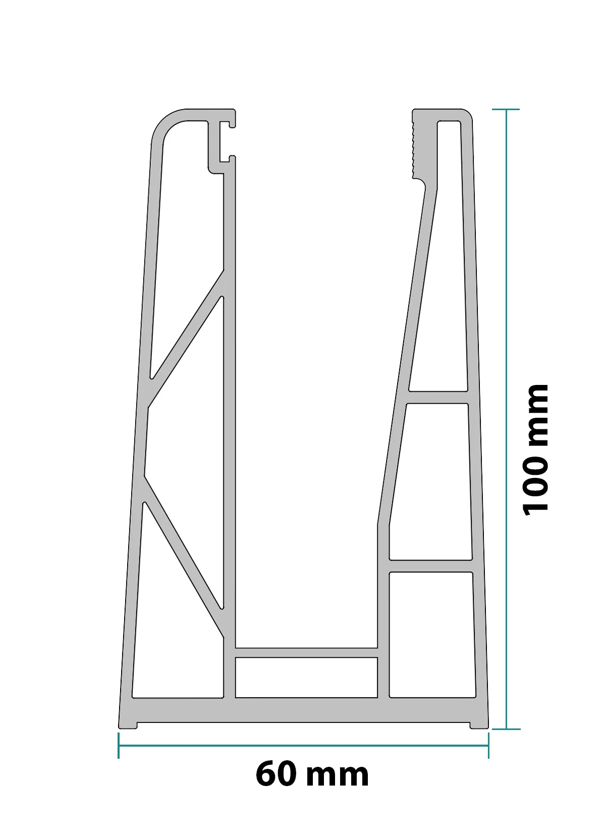 MDP 55AN Standard Balustrade Profile Set Natural Anodized mat