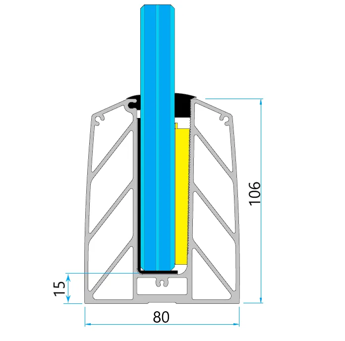 MX50-80x106 PROFIL BALUSTRADA TIP U - ANODIZAT (3 m)