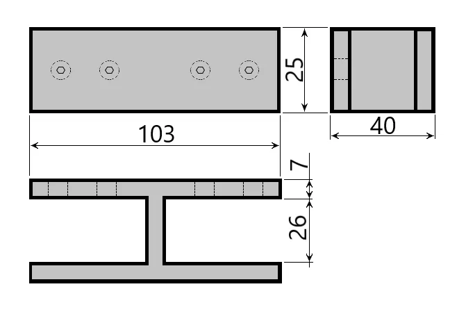 Sliding Glass Panel Alignment Piece - 180 type 'H' - 20MM
