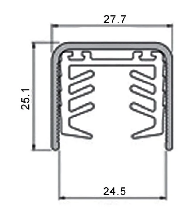 PR6540-16 profil mana curenta tip U cu garnitura sticla 16mm