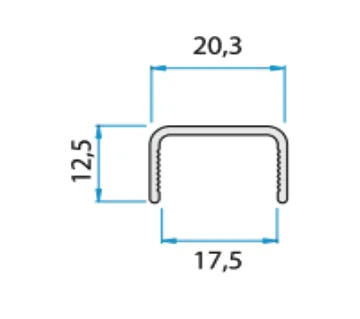 PR8052 U-type handrail profile (20.3x12.5) glass 16mm (Anod, 6 m)