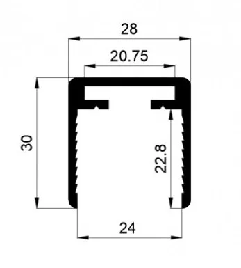 30x28 Profil U mana curenta din aluminiu RAL 7016, sticla 12-16mm (6 m)