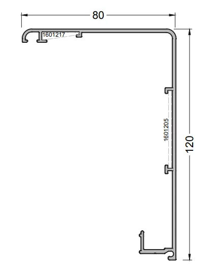 Telescopic Support Handrail Profile 120mm, 6m PRESS