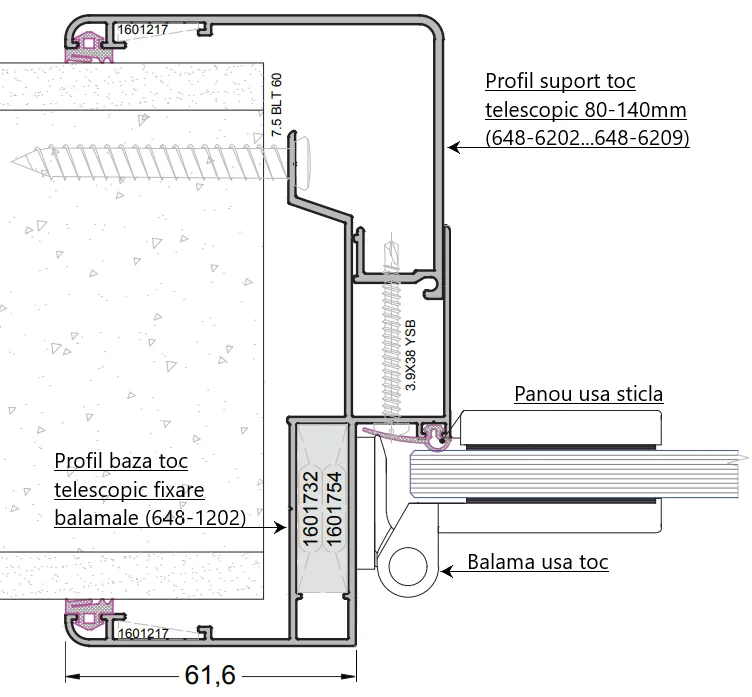 Telescopic Support Handrail Profile 120mm, 6m PRESS