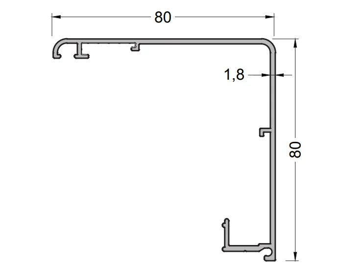 Profil suport toc telescopic 80mm, 6mt PRESS