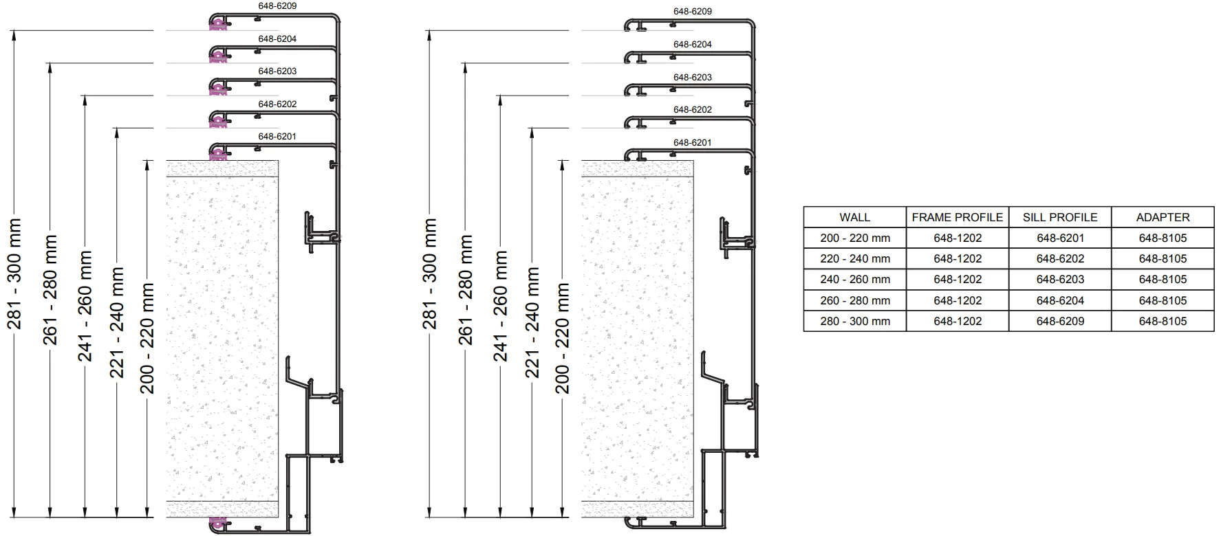 Profil suport toc telescopic 80mm, 6mt PRESS