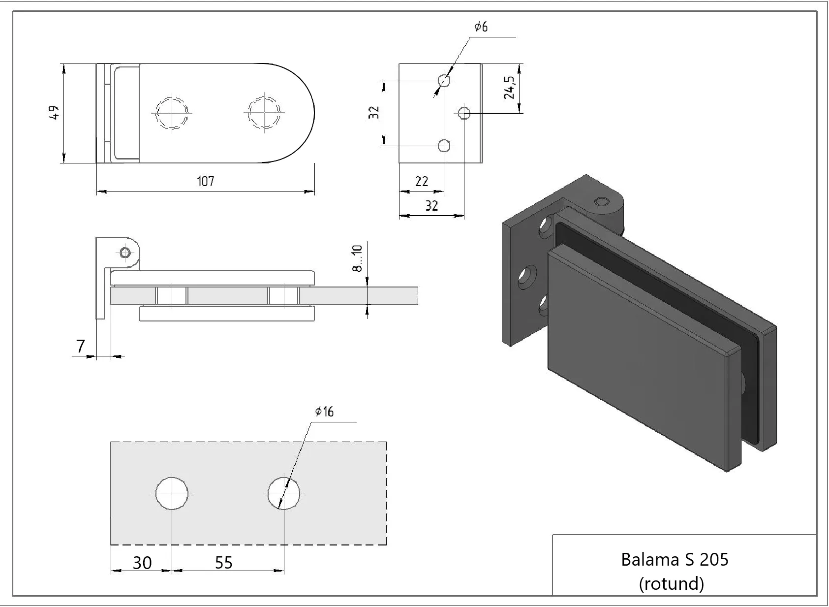 S 205 - ALUM - Balama capat rotund CB (usi toc) (usi toc)