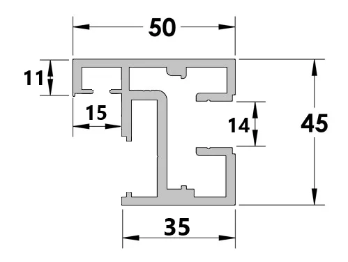 SIRION 5000 - Door Frame Profile for Glass Partitions - EV1 Natural Anodised