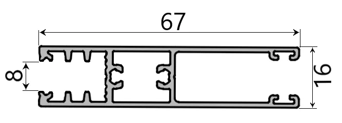 MD 16x67 profil sticala (superior/inferior) sticla 8mm, SLIDER NEXT (Antracit, 3 m)