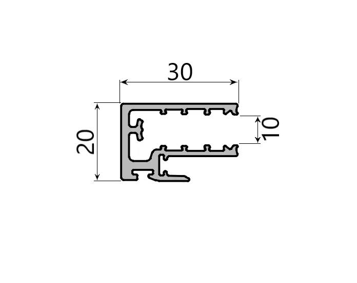 MD 20x30 profil lateral de tragere, sticla 10mm, SLIDER NEXT (Antracit, 5 m)