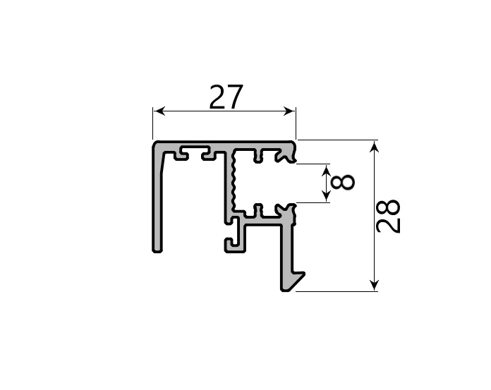 MD 28x27 90* profil de imbinare colt,  8mm, SLIDER NEXT (Anod, 6 m)