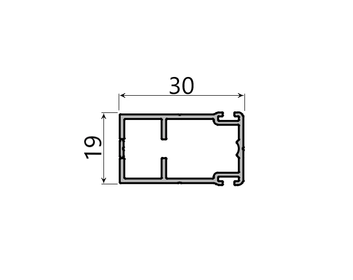 Slide Master Flat Profile with Side Lock, 33x19, Press, 3 m