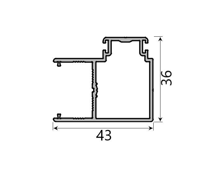 36x43x90° slide master profile with lock - slide master flat (Anodized, 3 m)