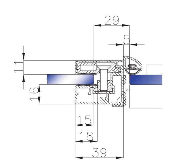KIT (glass fixing kit) 2086x890x2086mm anodized