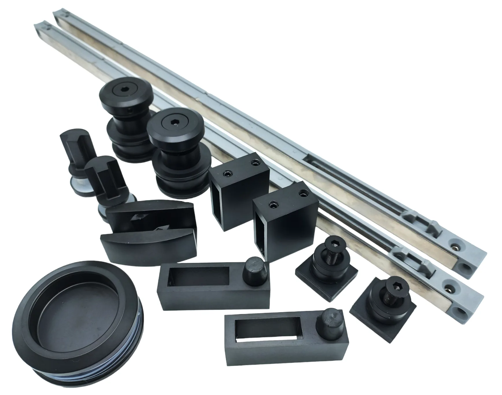 Kit dus glisant cu panou fix (BLACK + softclose) (BLACK + softclose)