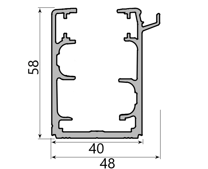 MD 58x48 profil sina glisare - cu evacuare apa (jos)  tango (Press, 7 m)