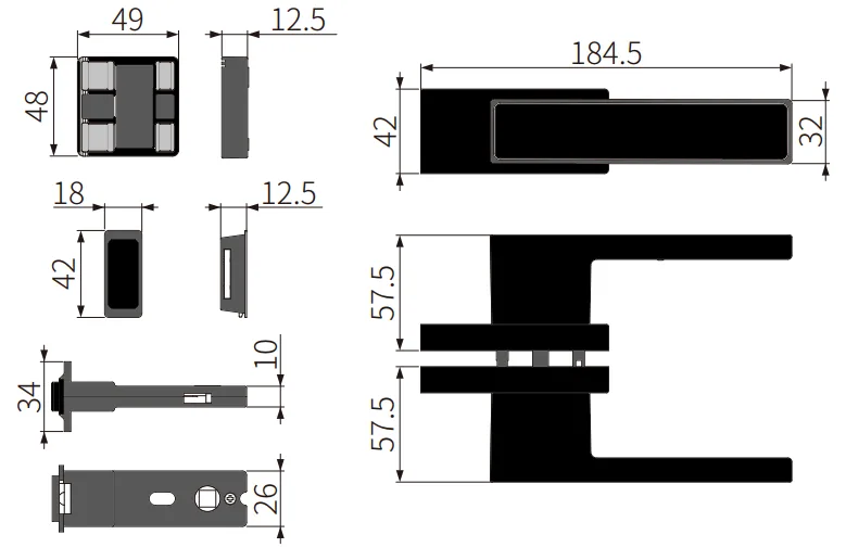 A542 OPK PS Magnetic Lock, Perimeter Profile Door, BLACK