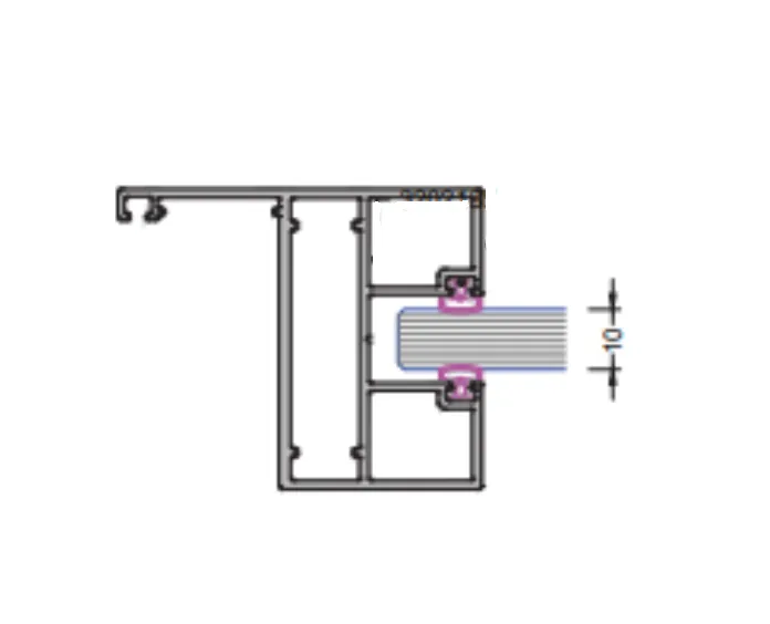 Profil toc fixare sticla 34x61 ANODIZAT