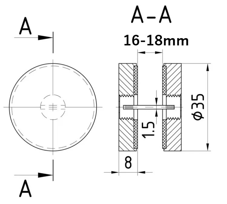 MD 522 SSS Glass-to-Glass Catch 16 mm