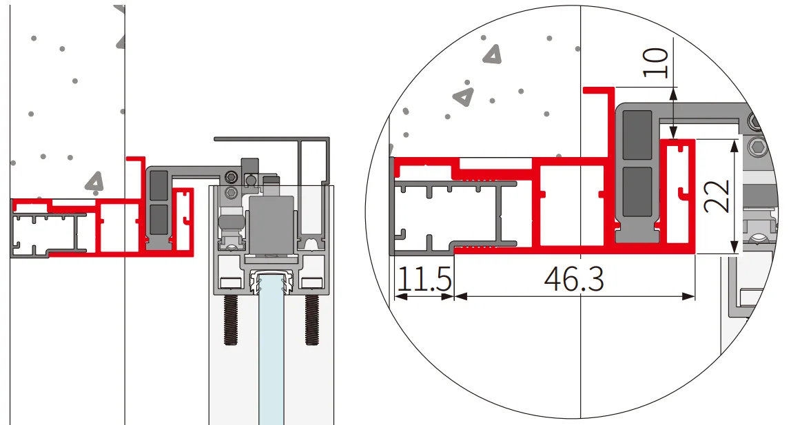 A339 OPK PS Invisible Door Slide Rail (6 m)