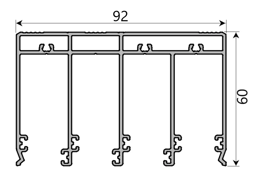 MD 60x92 Sina de glisare superioara cu 4 cai (Antracit, 7 m)