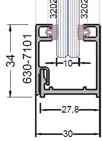 KP34 Anodized perimeter profile with clips 30x34mm (6 m)