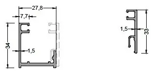 KP34 Anodized perimeter profile with clips 30x34mm (6 m)