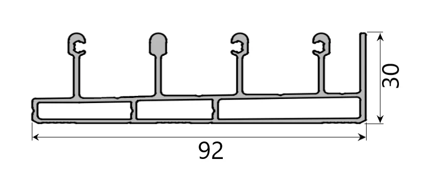 MD 30x92 Sina de glisare(inferioara/superioara) cu 4 cai (Antracit, 6 m)