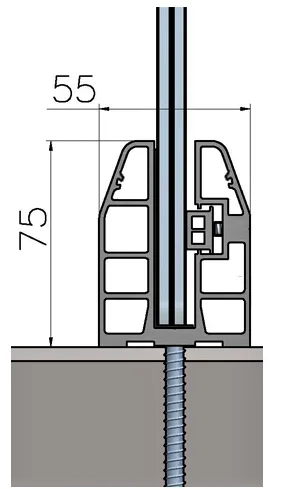 MW5500 Profil suport balustrada sticla 8-12mm RAL 7016 MAT (3 m)